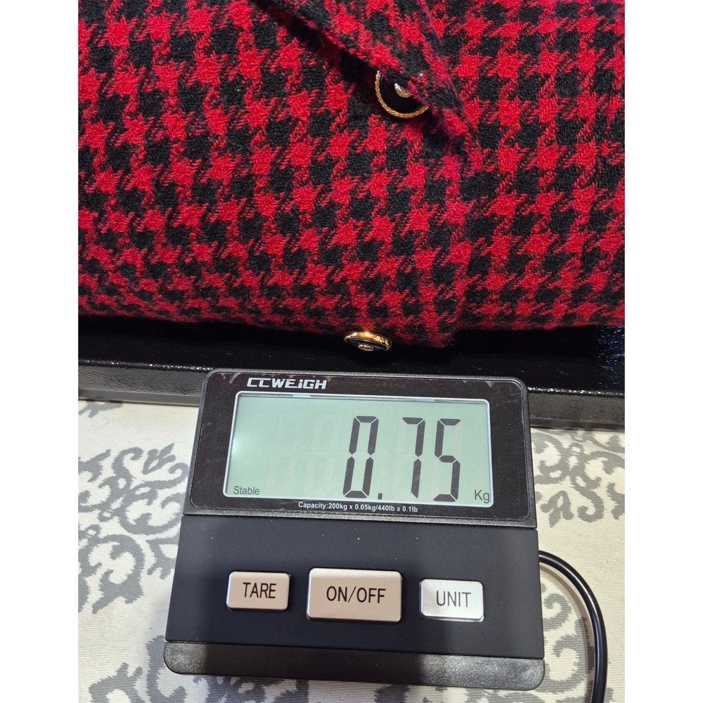 Vintage Chaus Red Black Houndstooth Wool Blend Blazer Jacket NWT Size 16 - Picture 6 of 6